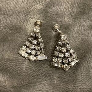 Rhinestone Clip On Earrings - Vintage